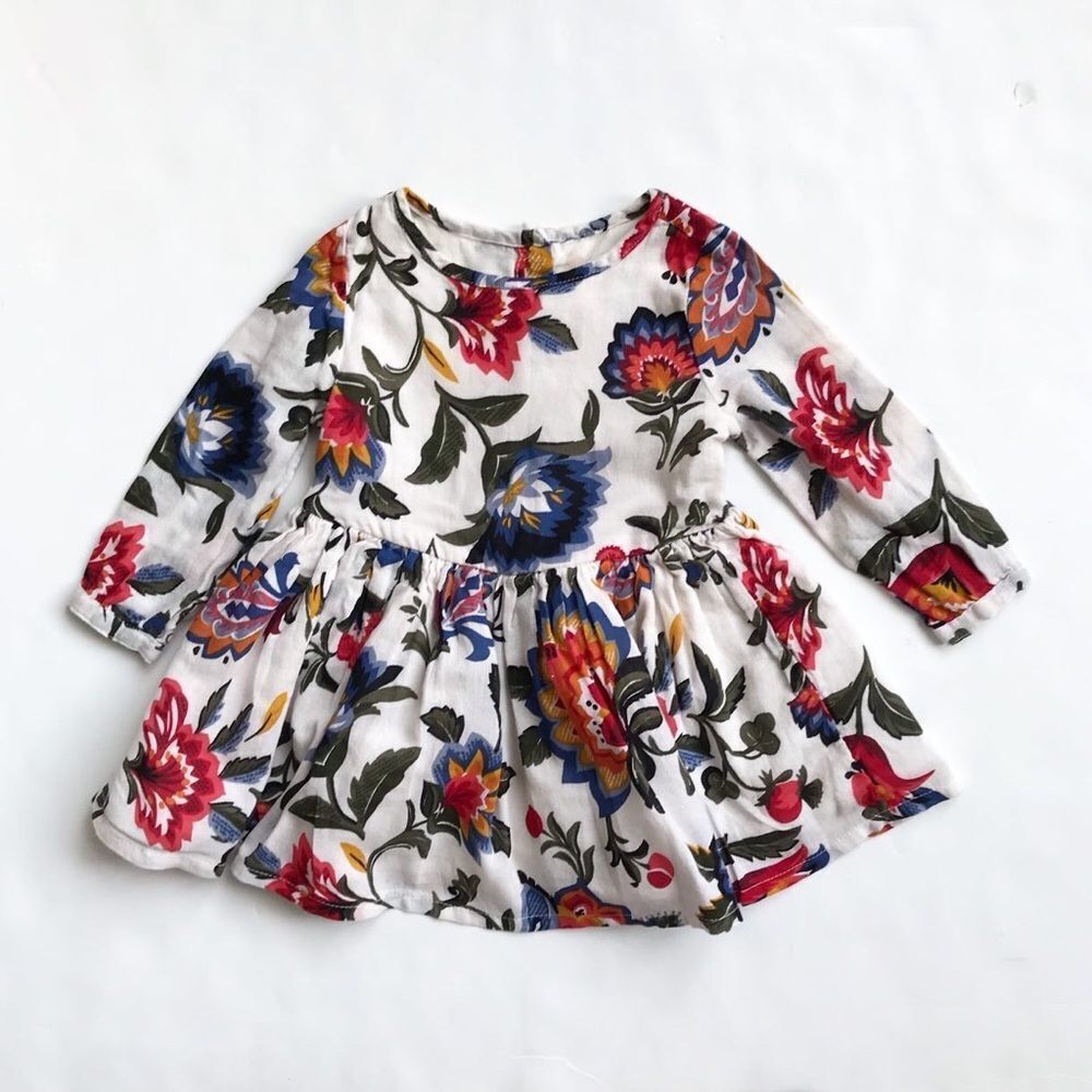 Old Navy floral print button front dress EUC 12-18 months